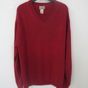 L.L. Bean Mens XL Sweater Red V-Neck Heavy